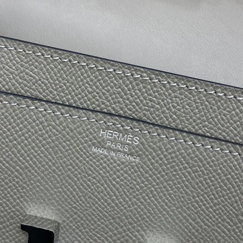 Hermes Gray Leather Crossbody Satchel Bag - Image 9