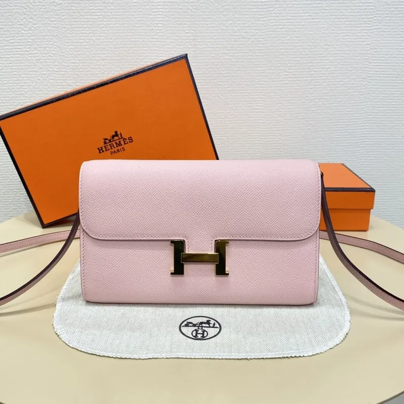 Hermes Pink Leather Crossbody Satchel Bag 127