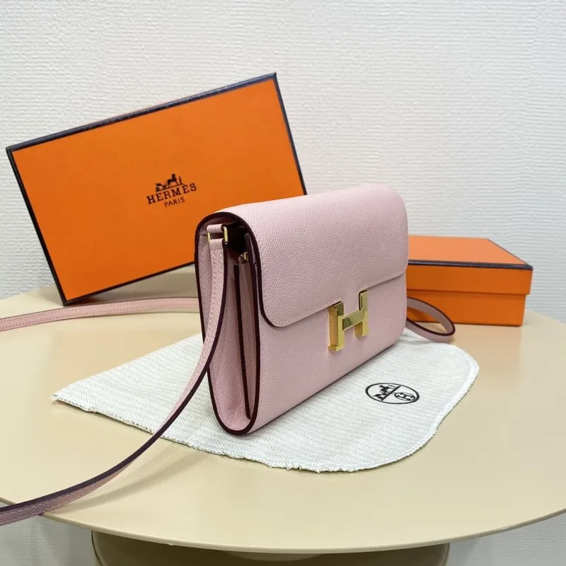 Hermes Pink Leather Crossbody Satchel Bag 127 - Image 4