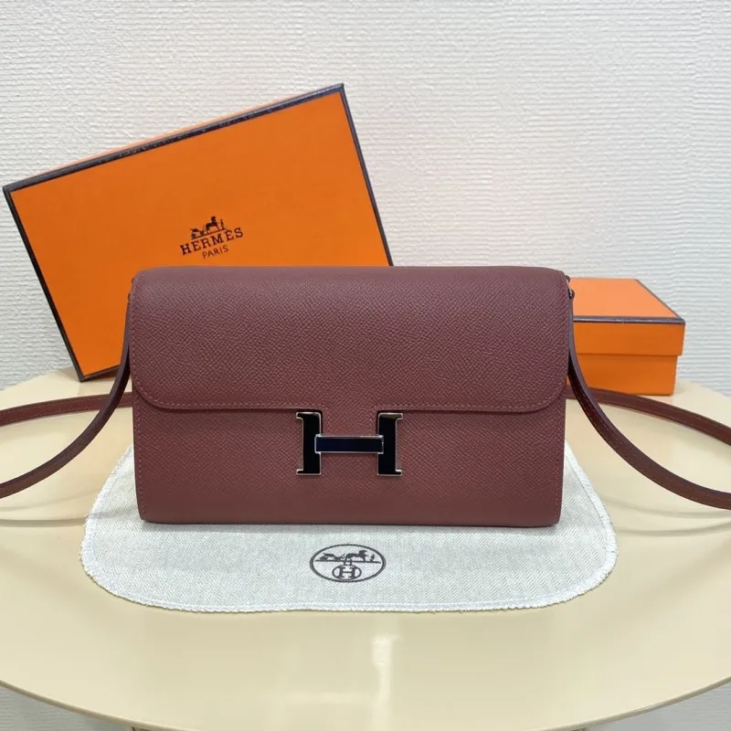 Hermes Burgundy Leather Crossbody Bag B-D1-932H