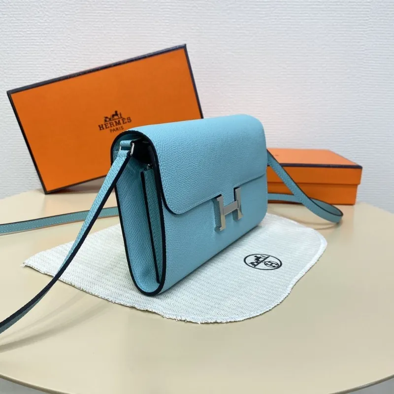 Hermes Light Blue Leather Satchel Crossbody Bag B DJ 932 H - Image 4