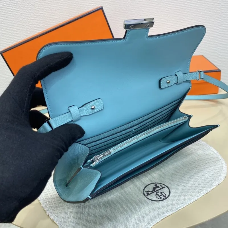 Hermes Light Blue Leather Satchel Crossbody Bag B DJ 932 H - Image 10