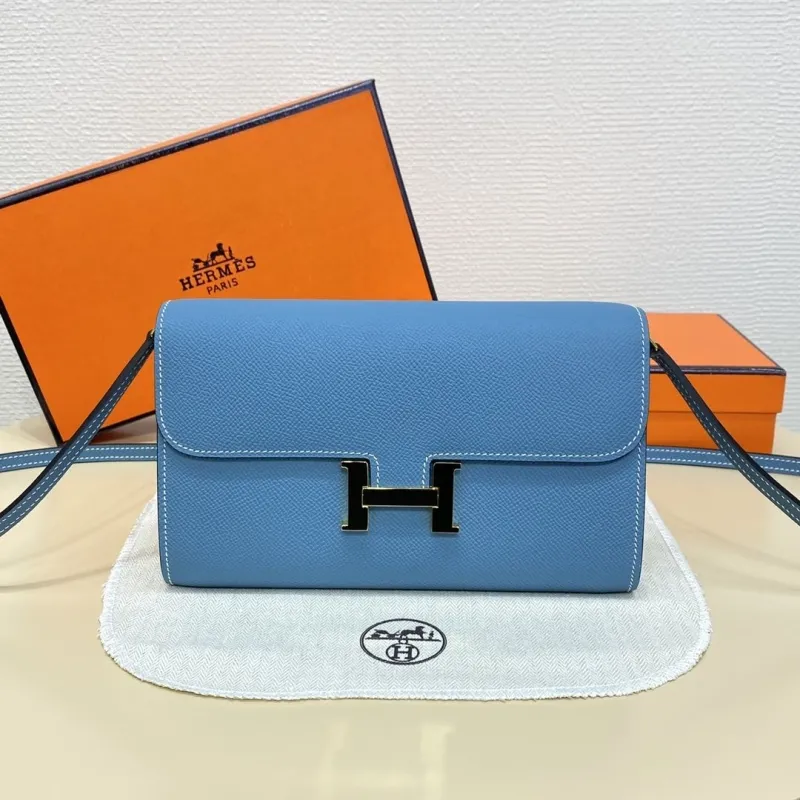 Hermes Blue Leather Crossbody Satchel Bag B DJ 932 H