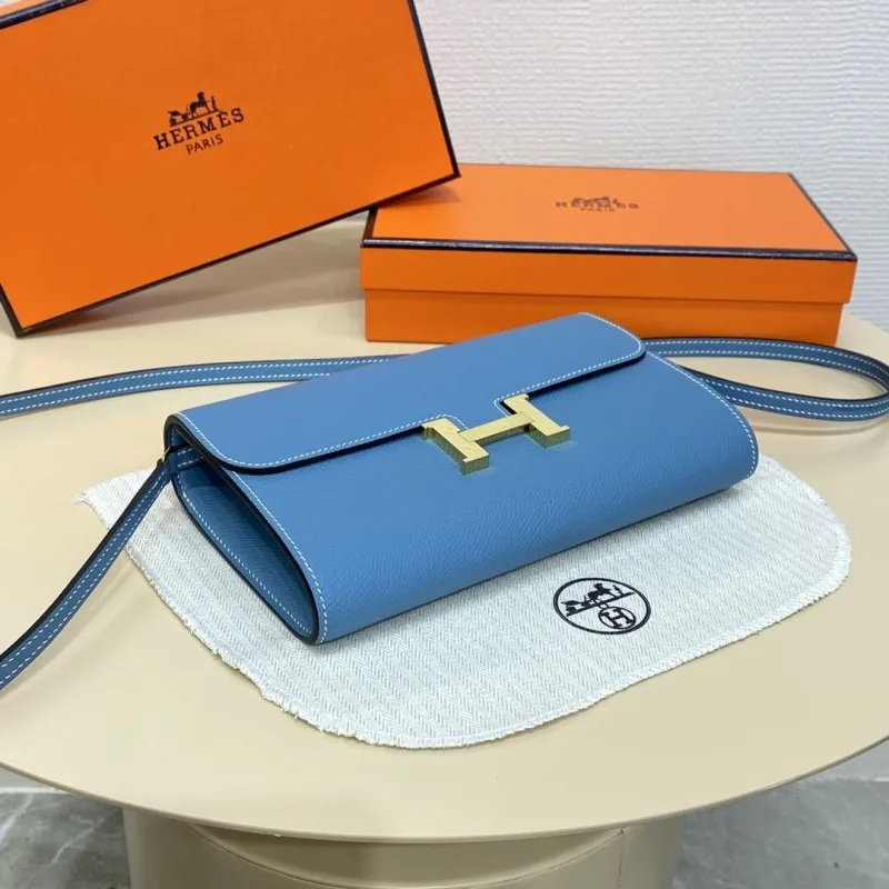 Hermes Blue Leather Crossbody Satchel Bag B DJ 932 H - Image 5