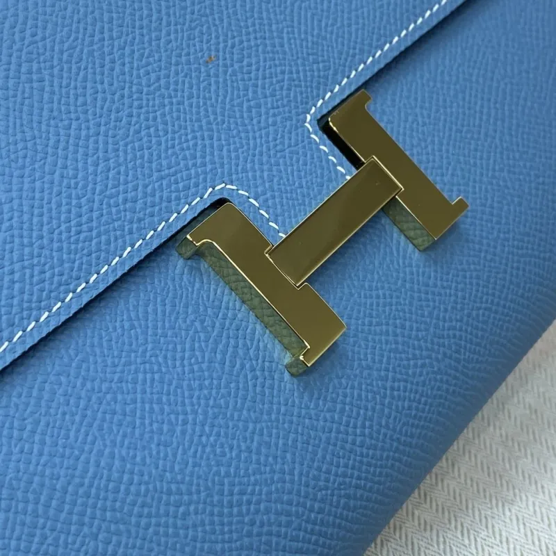 Hermes Blue Leather Crossbody Satchel Bag B DJ 932 H - Image 6