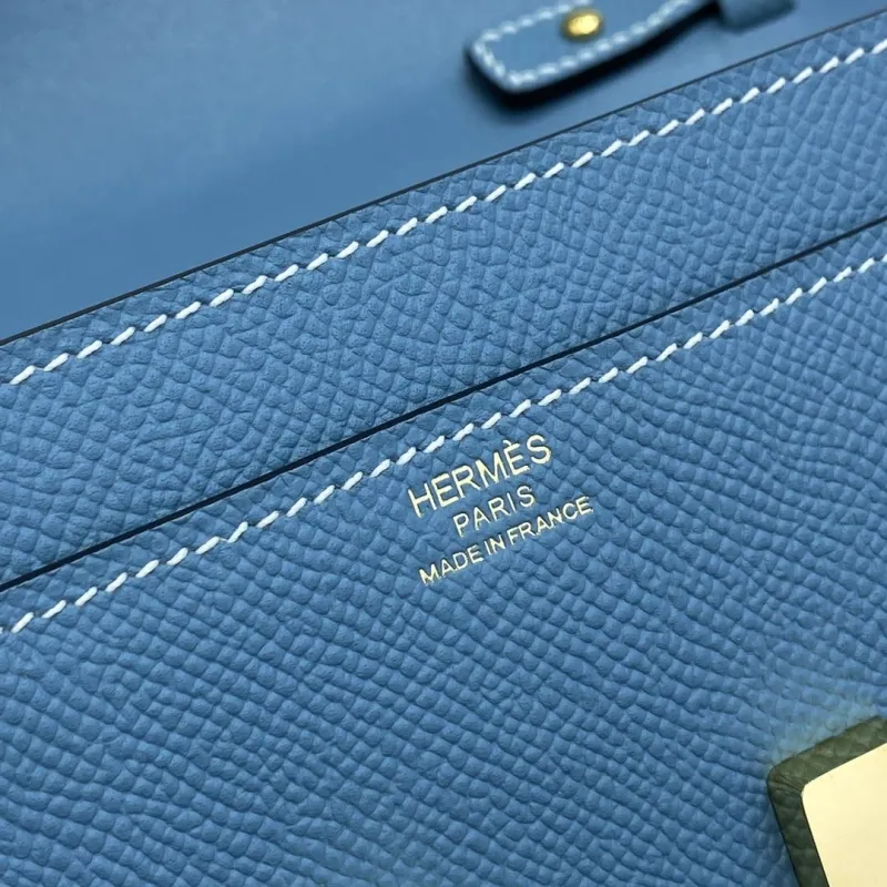 Hermes Blue Leather Crossbody Satchel Bag B DJ 932 H - Image 9