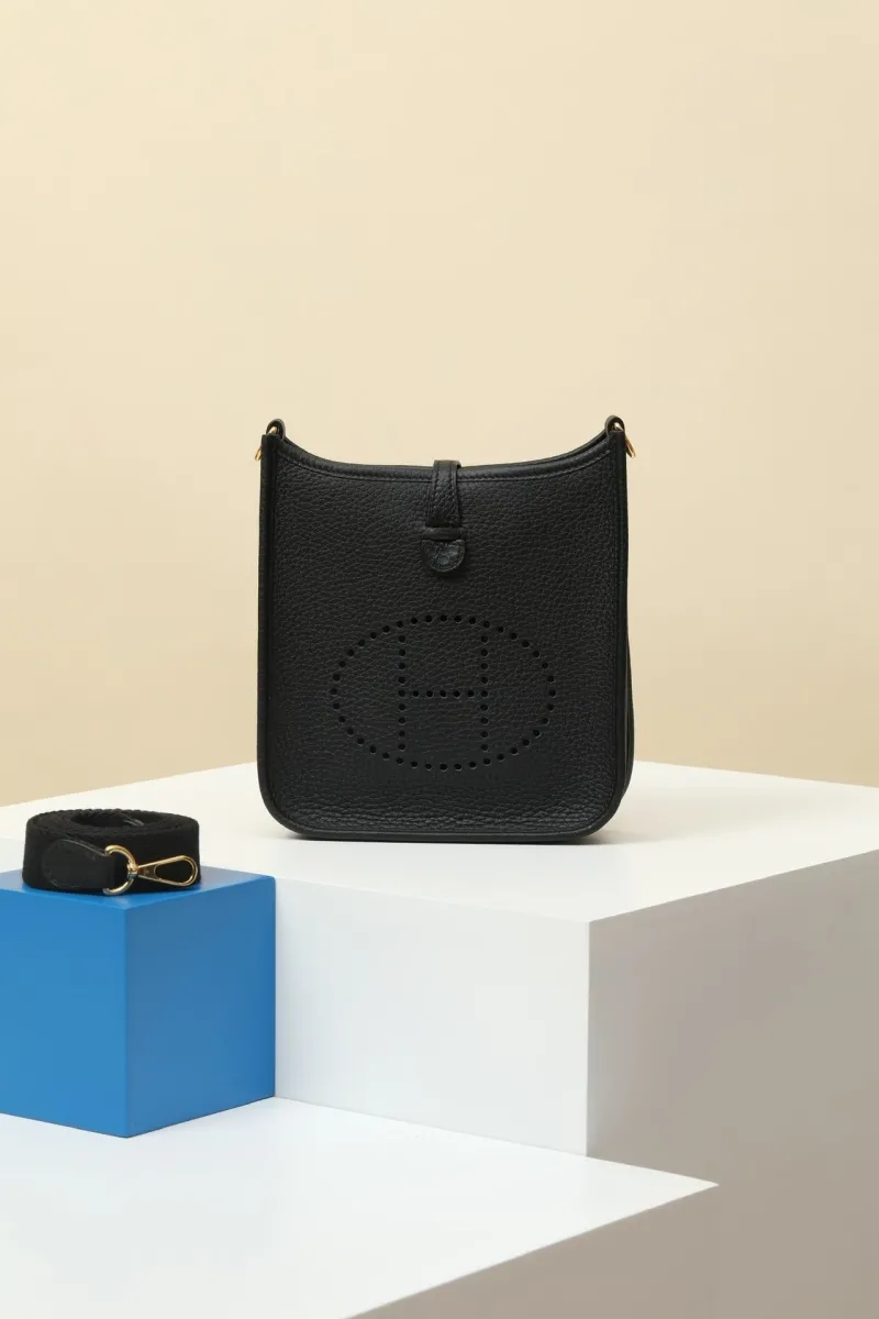 Hermes Black Leather Satchel Bag 136