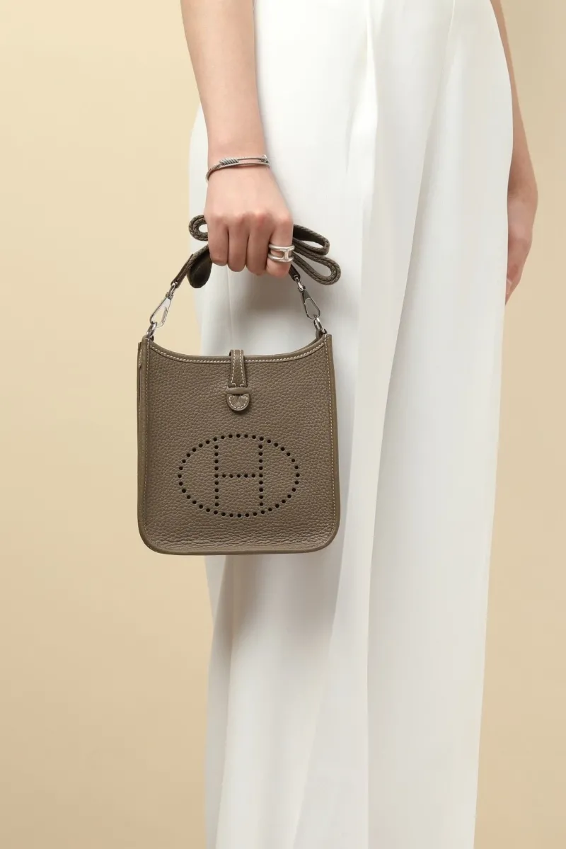 Hermes Taupe Leather Satchel Bag 137 - Image 5