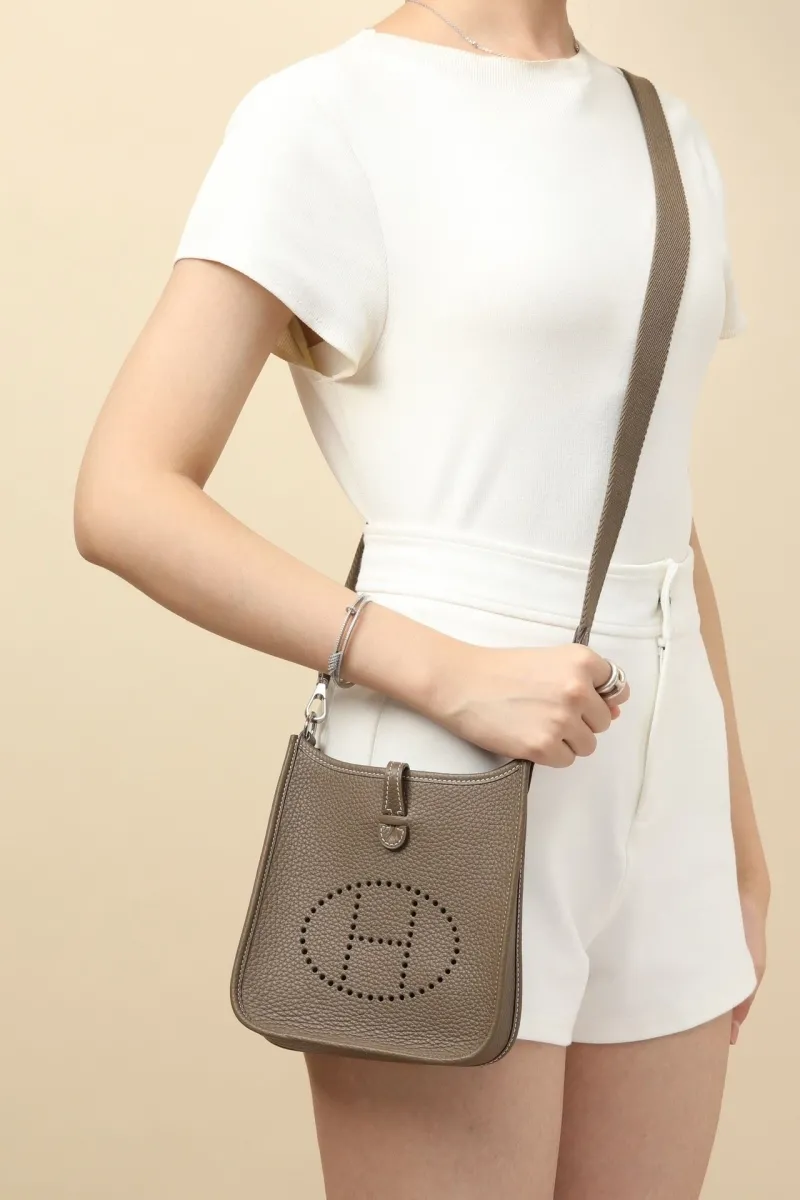 Hermes Taupe Leather Satchel Bag 137 - Image 6