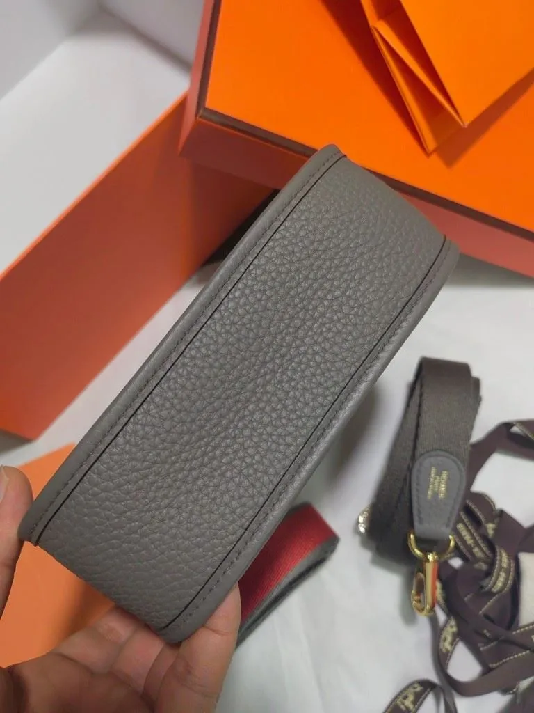 Hermes Gray Leather Crossbody Satchel Bag 139 - Image 3
