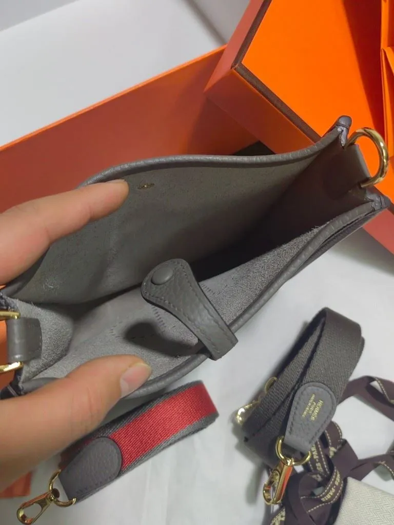 Hermes Gray Leather Crossbody Satchel Bag 139 - Image 5
