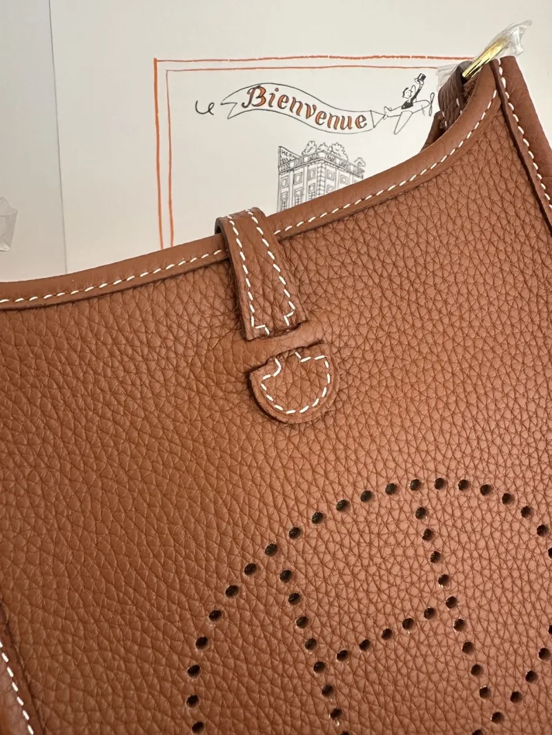 Hermes Brown Leather Crossbody Satchel Bag - Image 3