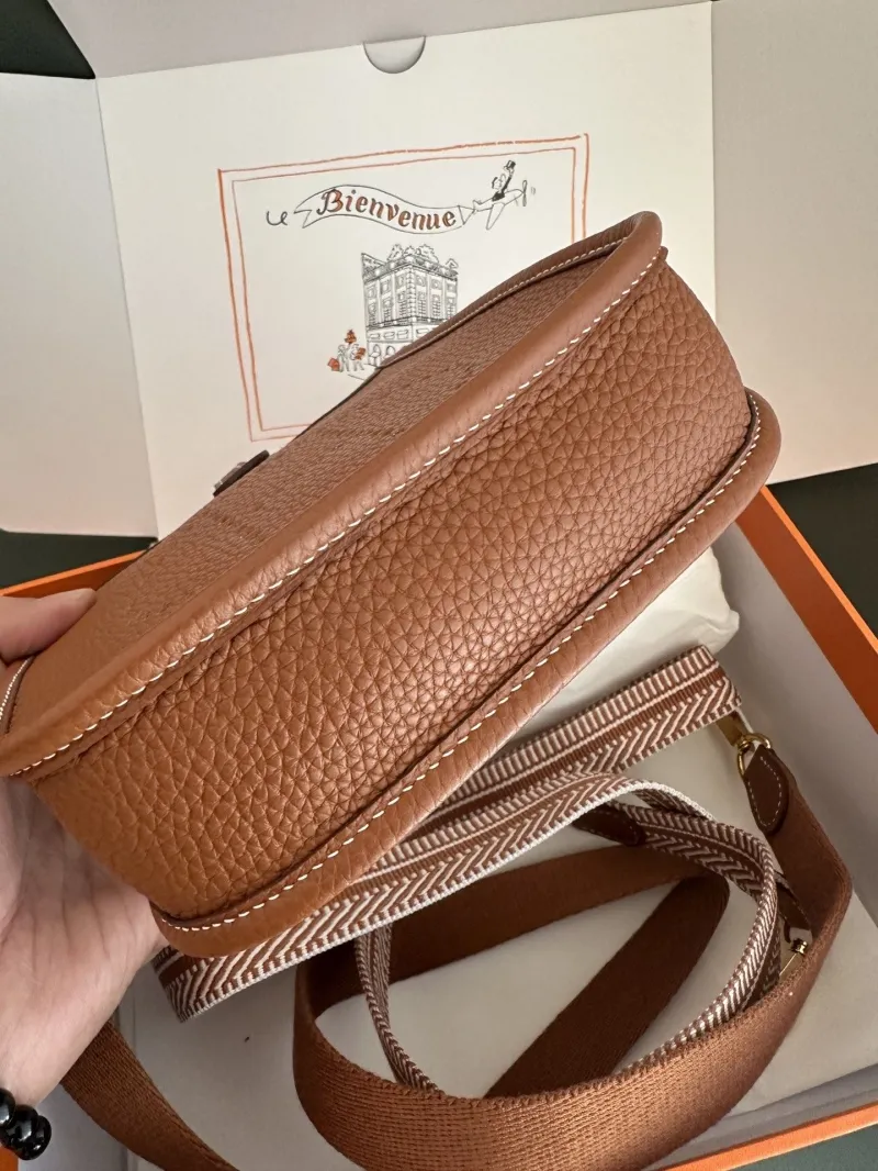 Hermes Brown Leather Crossbody Satchel Bag - Image 4