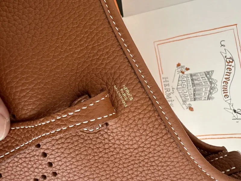 Hermes Brown Leather Crossbody Satchel Bag - Image 6