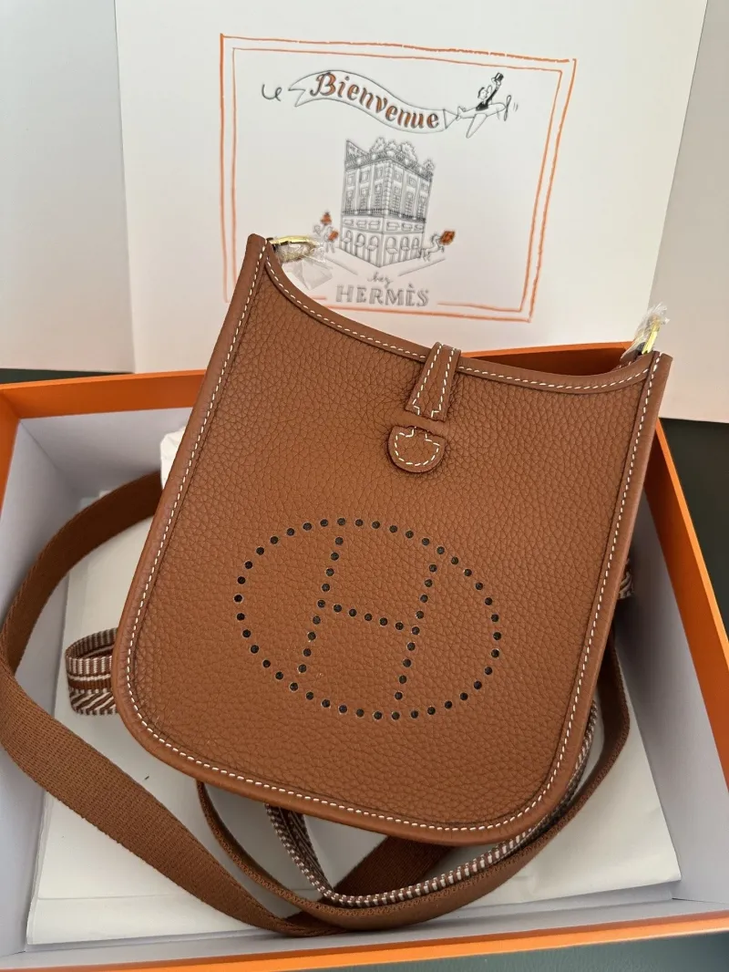 Hermes Brown Leather Crossbody Satchel Bag - Image 7