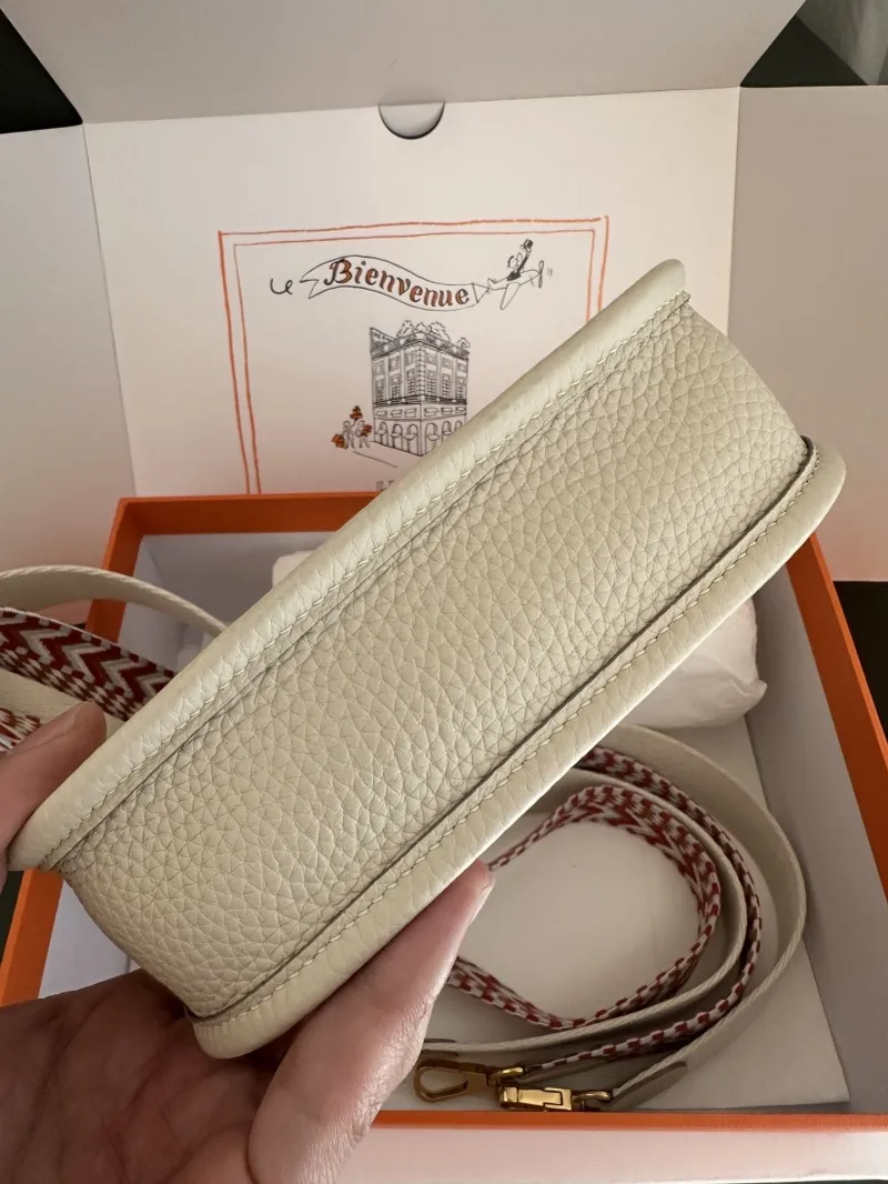Hermes Cream Crossbody Satchel Bag 141 - Image 6
