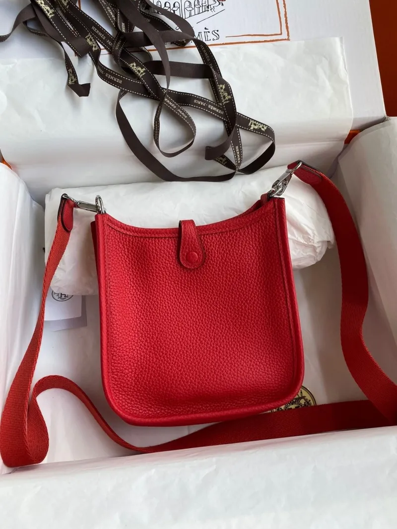 Alternative view of Hermes Red Leather Crossbody Satchel Bag 142