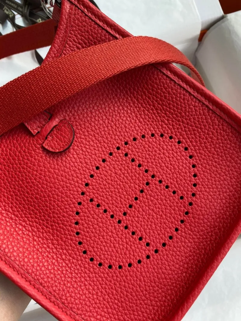 Hermes Red Leather Crossbody Satchel Bag 142 - Image 3