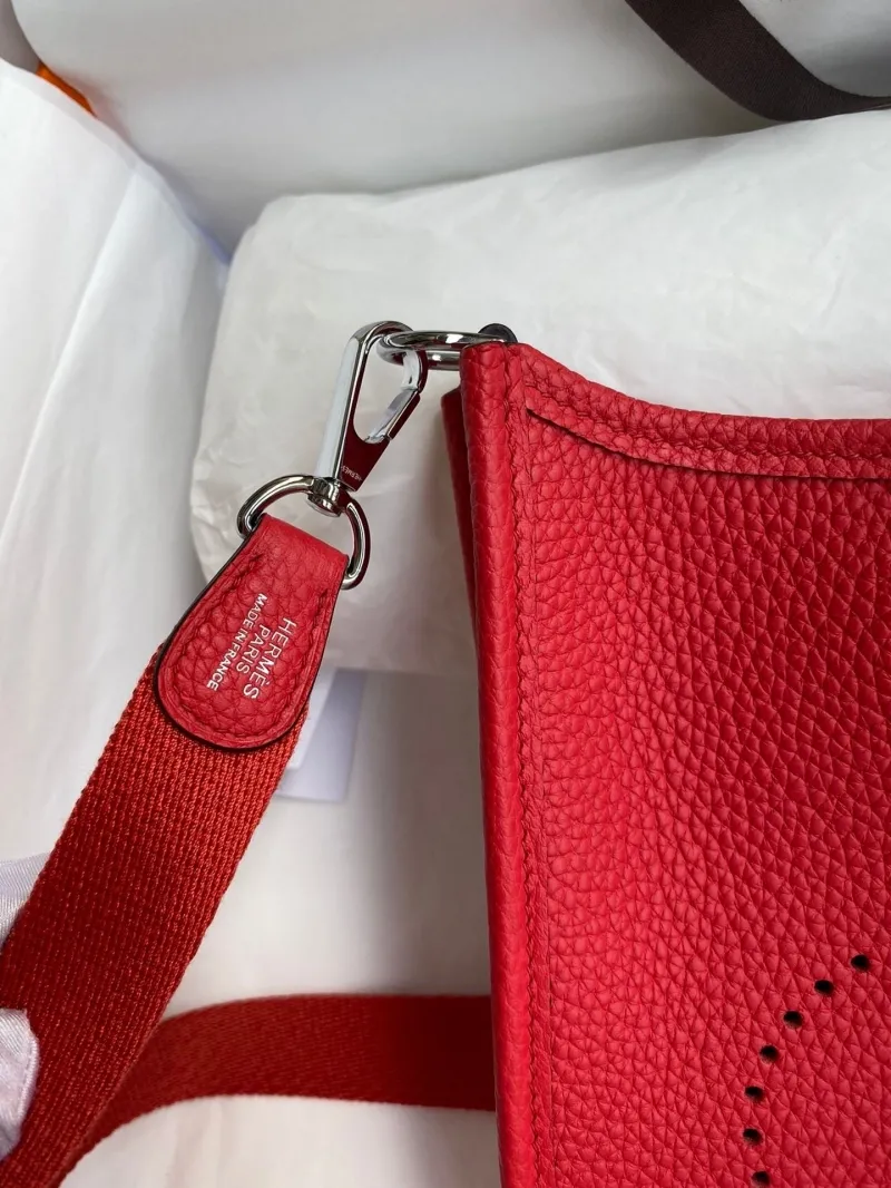 Hermes Red Leather Crossbody Satchel Bag 142 - Image 4