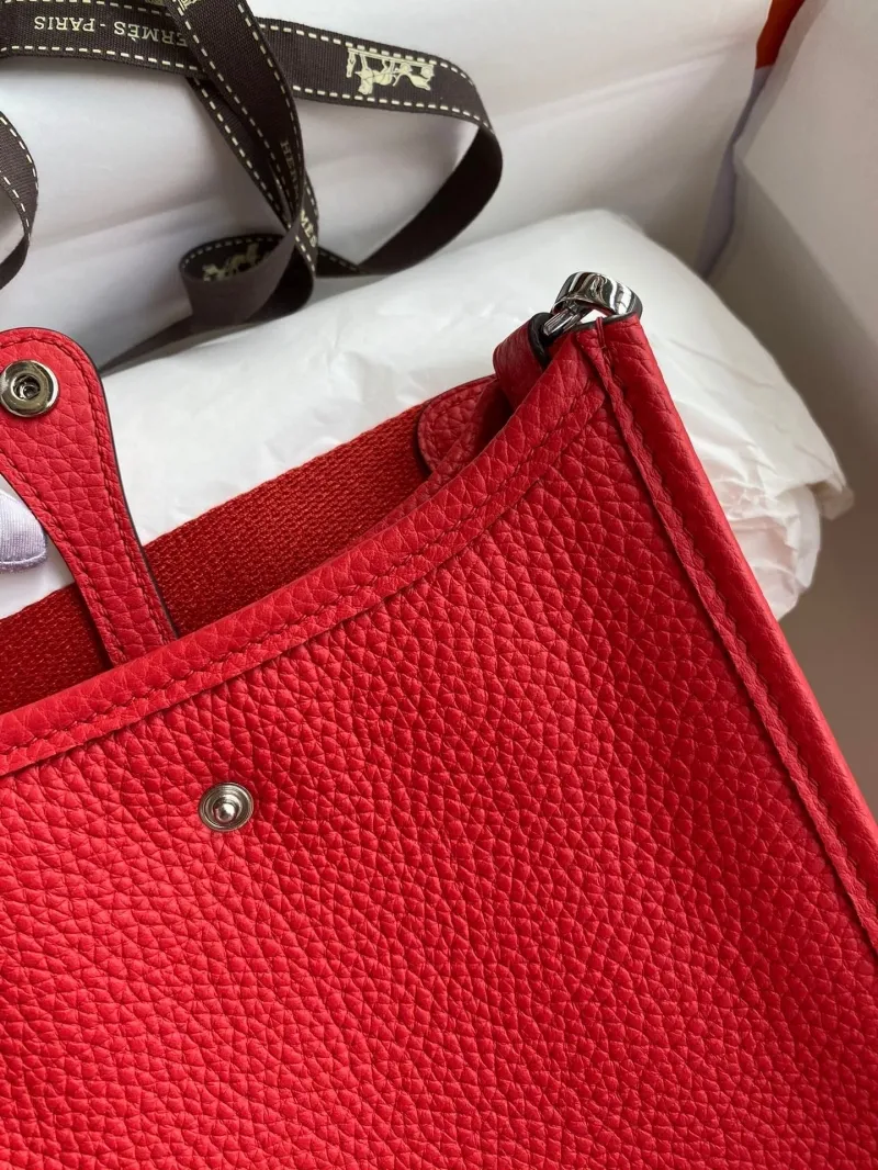 Hermes Red Leather Crossbody Satchel Bag 142 - Image 5