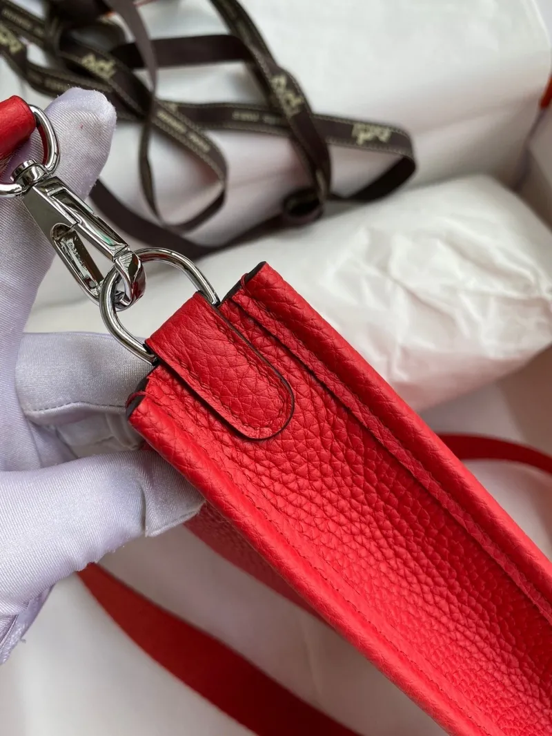Hermes Red Leather Crossbody Satchel Bag 142 - Image 6