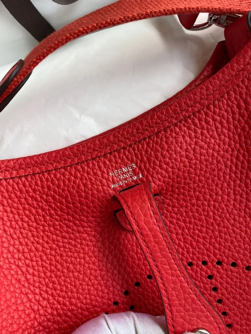 Hermes Red Leather Crossbody Satchel Bag 142 - Image 7