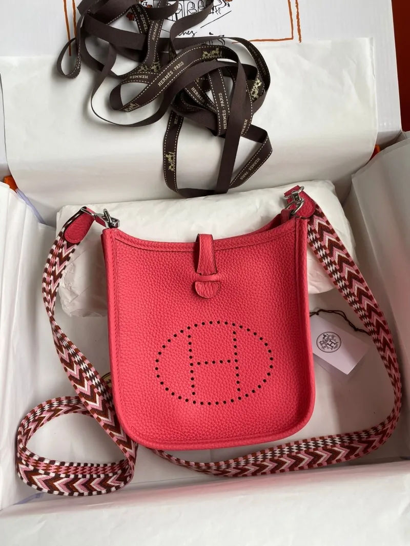 Hermes Pink Leather Crossbody Satchel Bag 143