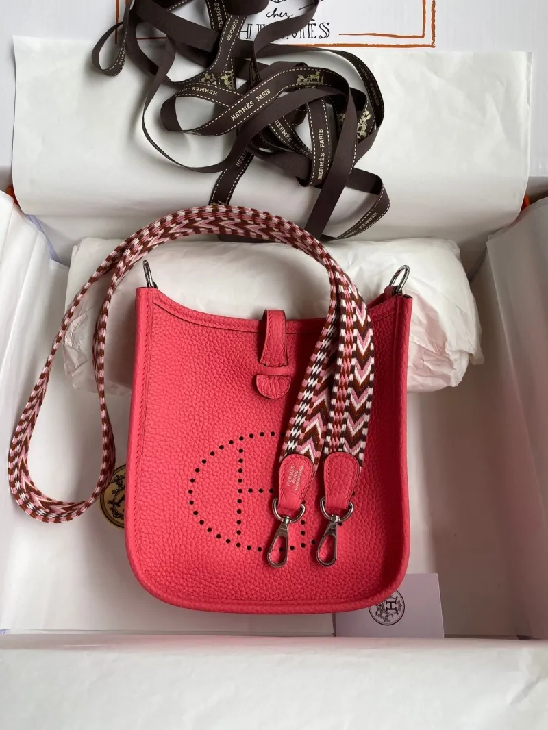 Hermes Pink Leather Crossbody Satchel Bag 143 - Image 9