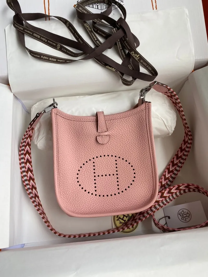 Hermes Pink Leather Crossbody Satchel Bag 145