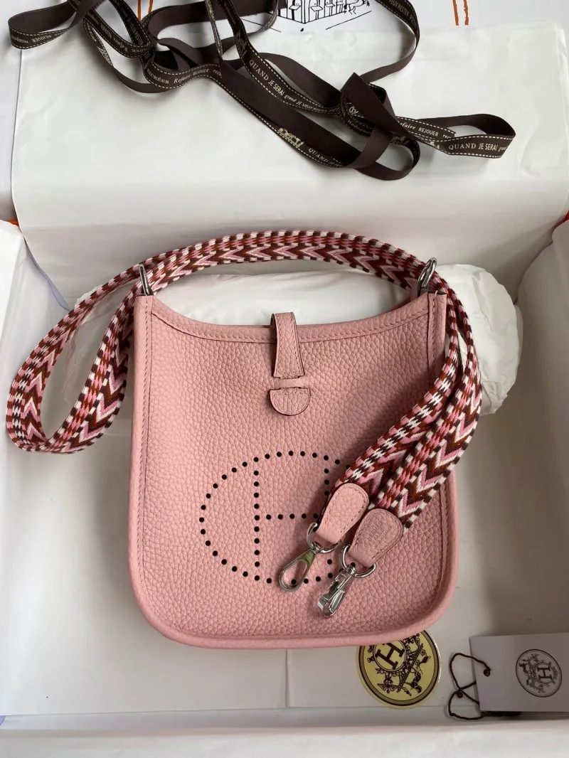 Hermes Pink Leather Crossbody Satchel Bag 145 - Image 9