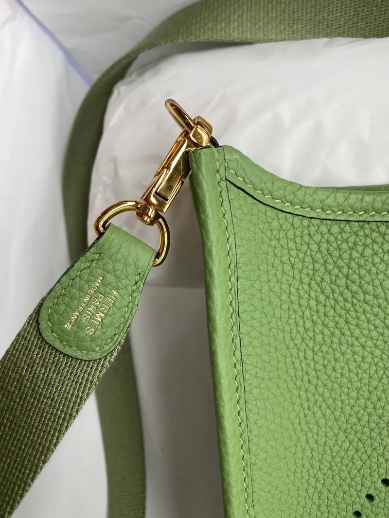 Hermes Green Leather Crossbody Satchel Bag 148 - Image 6