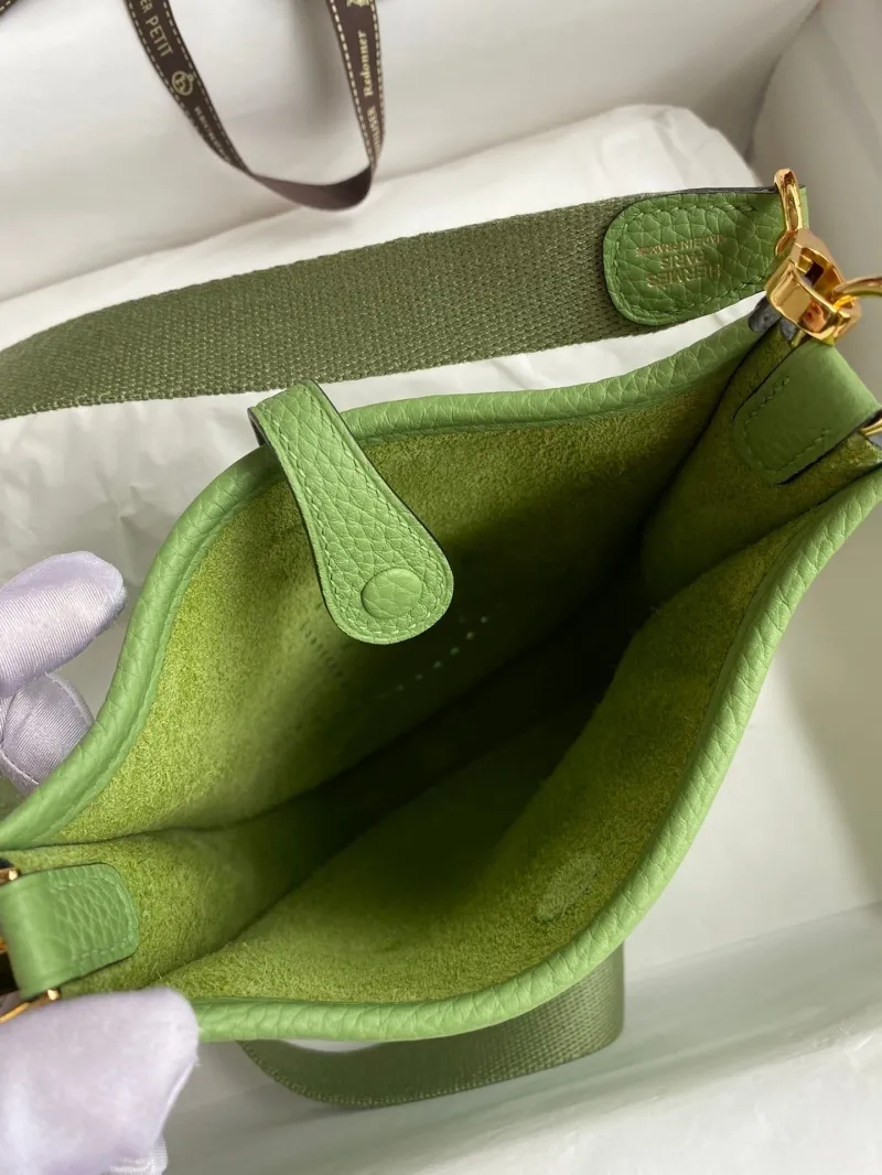 Hermes Green Leather Crossbody Satchel Bag 148 - Image 8