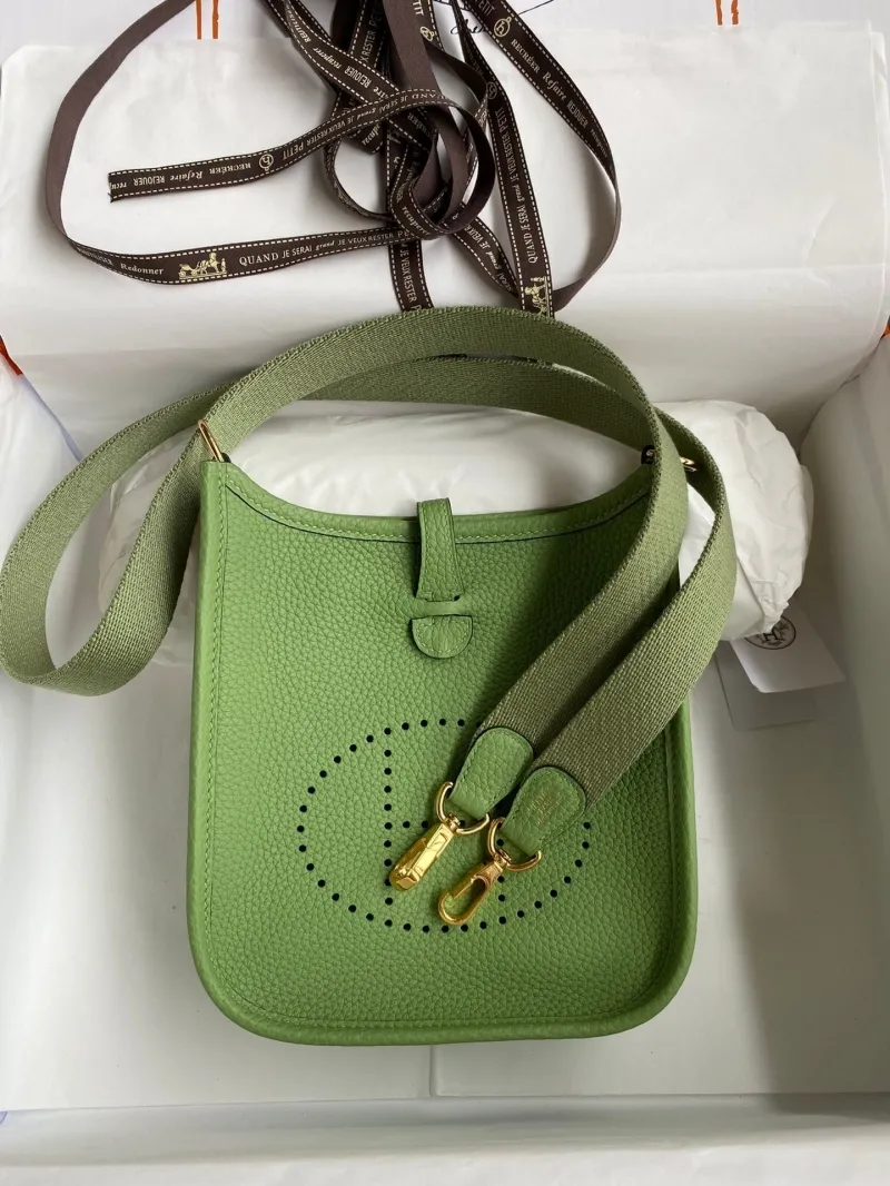 Hermes Green Leather Crossbody Satchel Bag 148 - Image 9