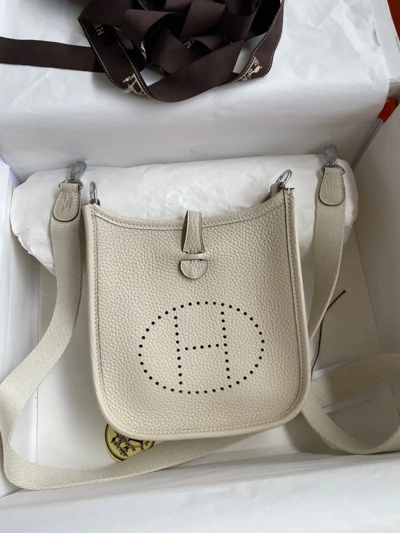 Hermes Cream Leather Crossbody Satchel Bag