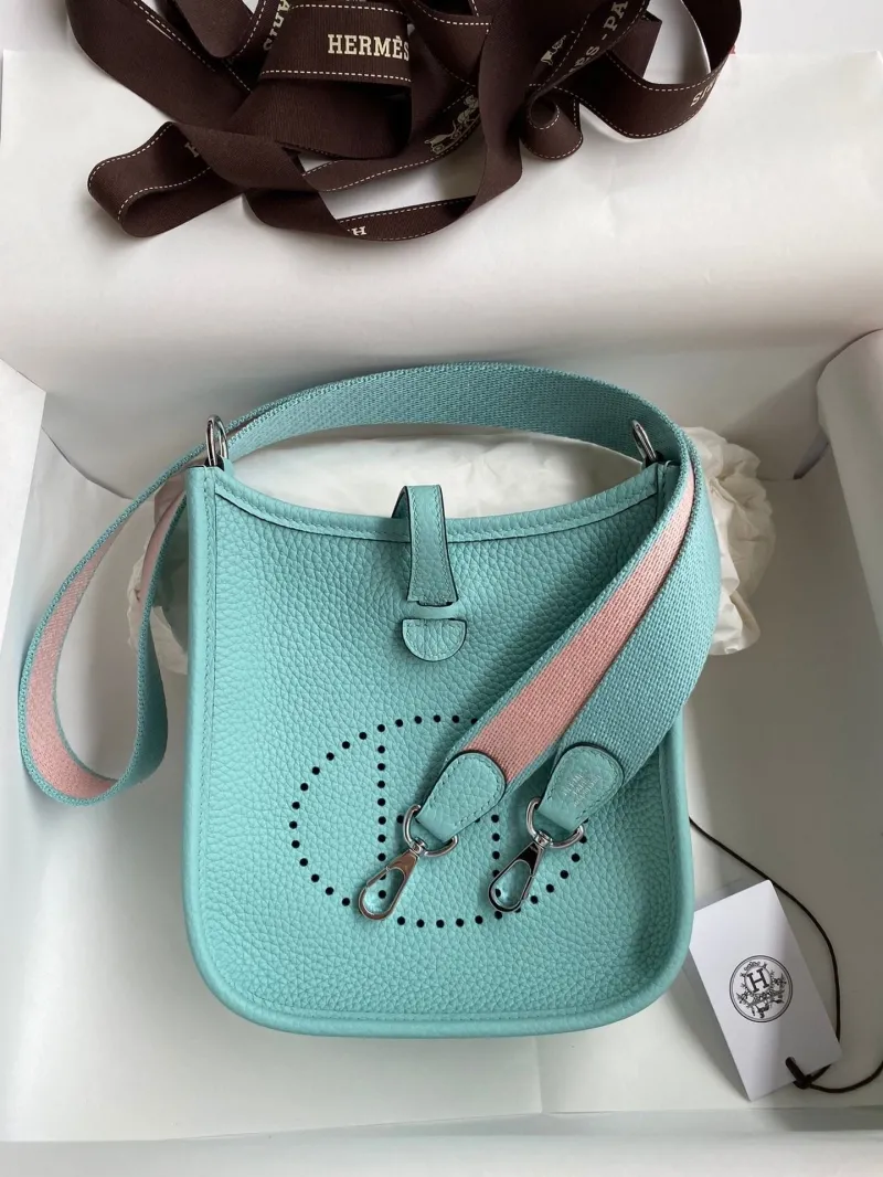 Hermes Turquoise Crossbody Satchel Bag - Image 8