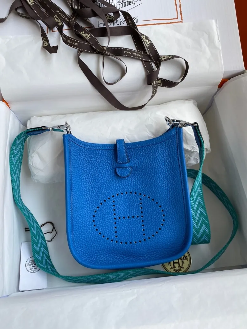 Hermes Blue Leather Crossbody Bag 154