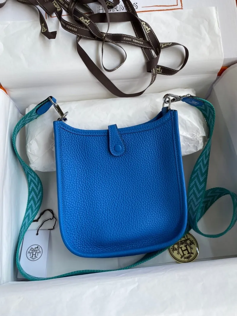 Alternative view of Hermes Blue Leather Crossbody Bag 154