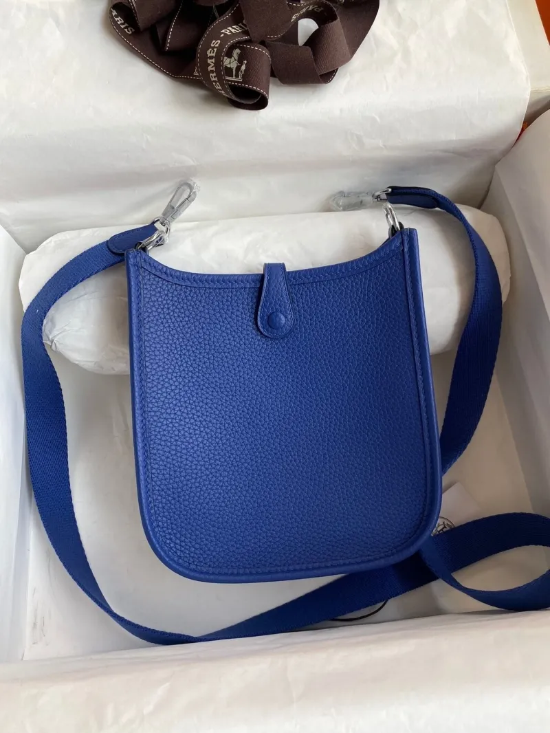 Alternative view of Hermes Blue Leather Crossbody Satchel Bag 155