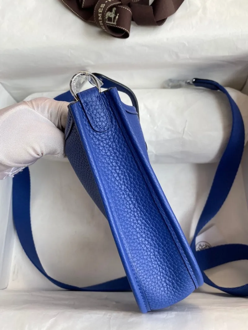 Hermes Blue Leather Crossbody Satchel Bag 155 - Image 5