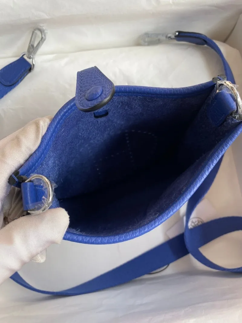Hermes Blue Leather Crossbody Satchel Bag 155 - Image 6