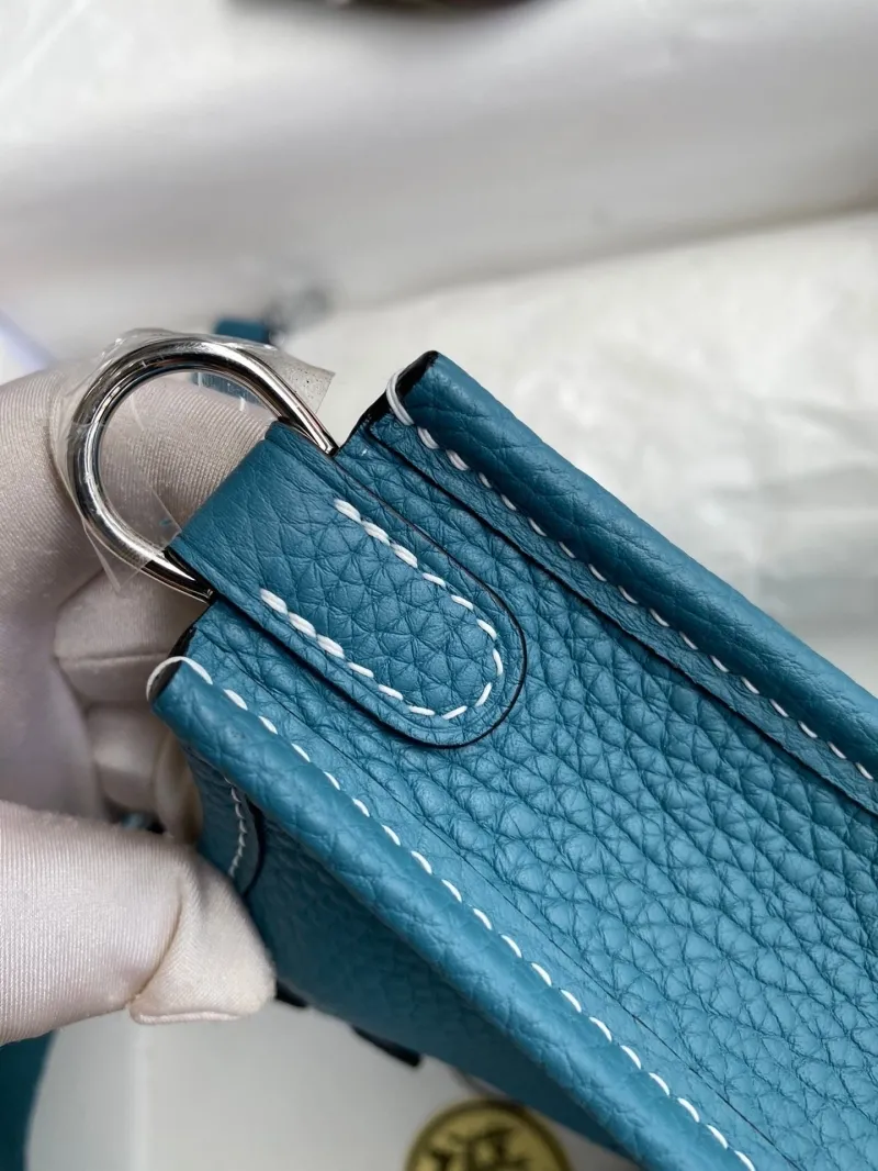 Hermes Teal Leather Crossbody Bag 157 - Image 8