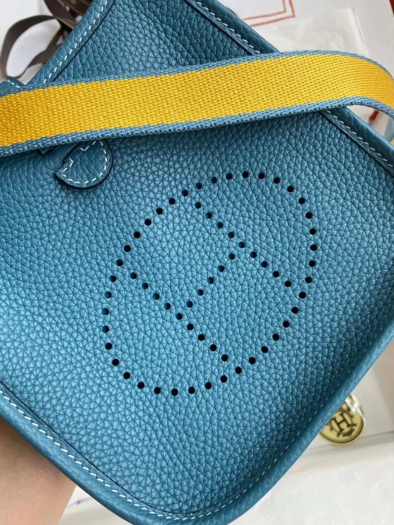 Hermes Blue Leather Crossbody Satchel Bag - Image 3