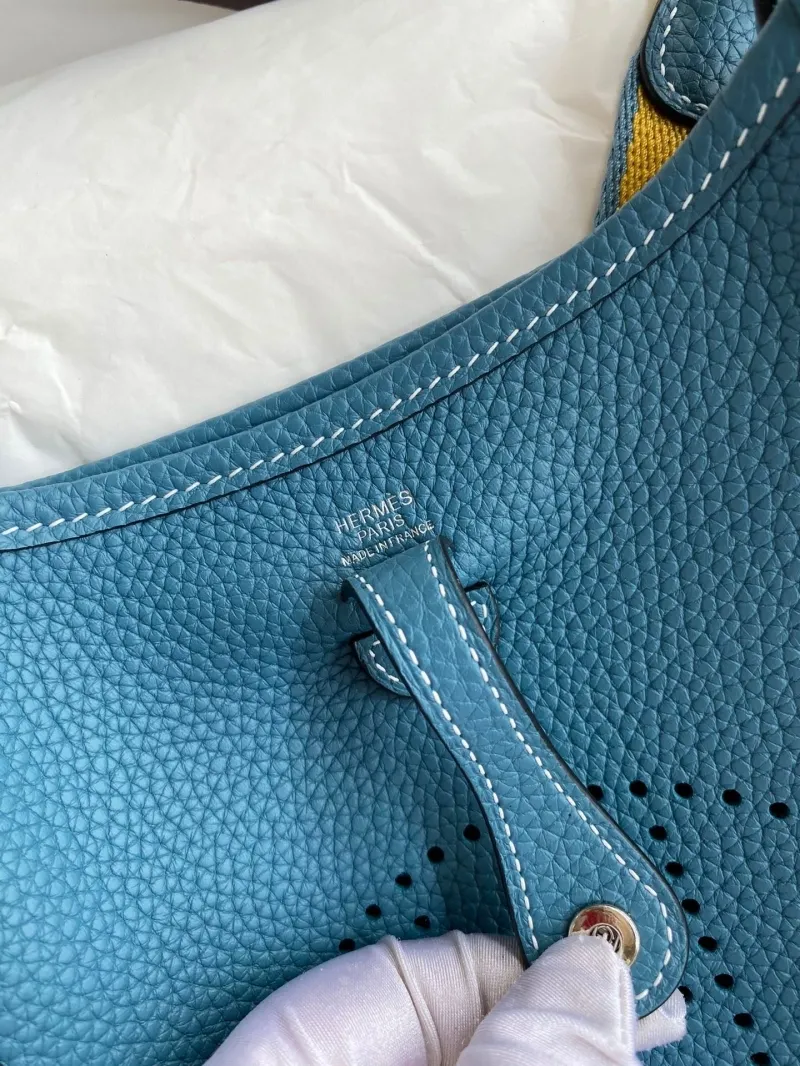 Hermes Blue Leather Crossbody Satchel Bag - Image 4