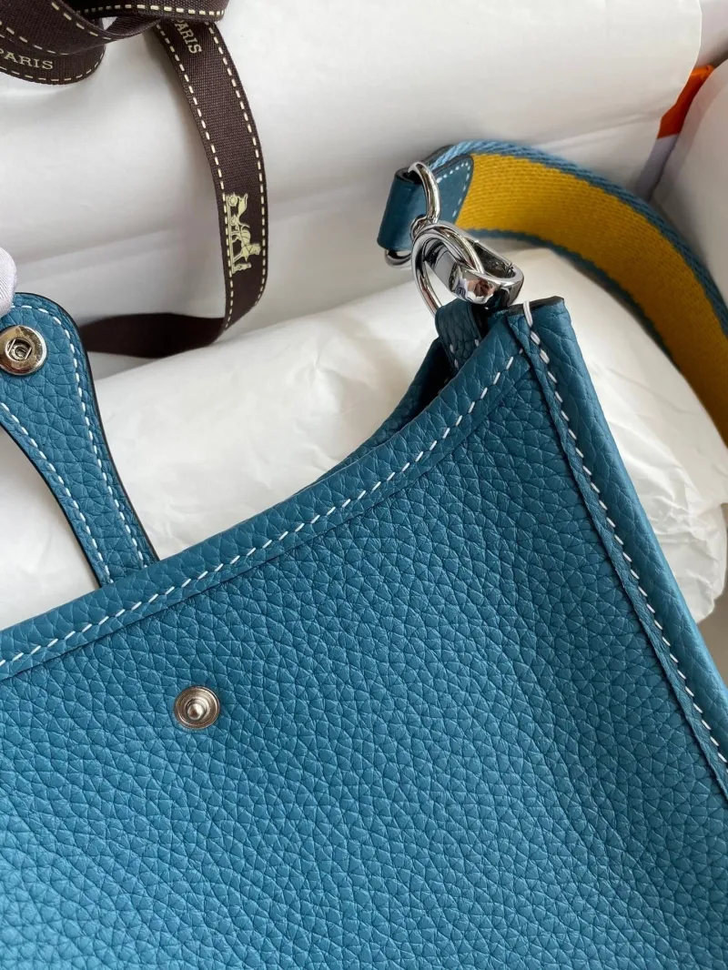 Hermes Blue Leather Crossbody Satchel Bag - Image 6