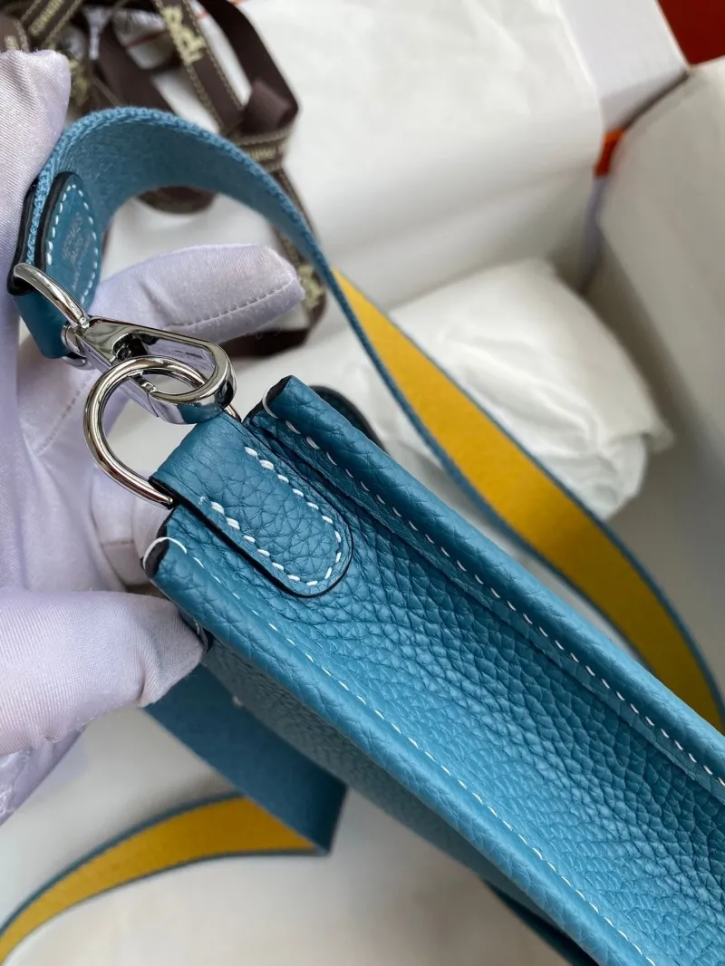 Hermes Blue Leather Crossbody Satchel Bag - Image 7