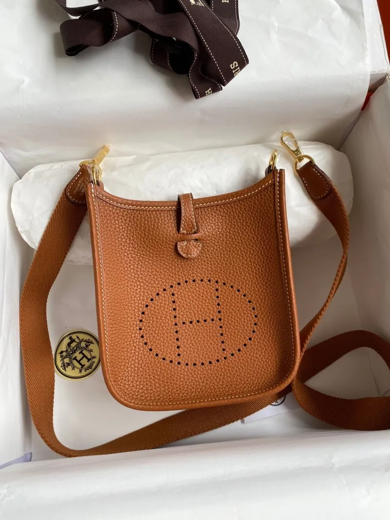 Hermes Brown Leather Crossbody Satchel Bag 160
