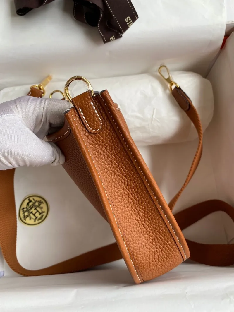 Hermes Brown Leather Crossbody Satchel Bag 160 - Image 6