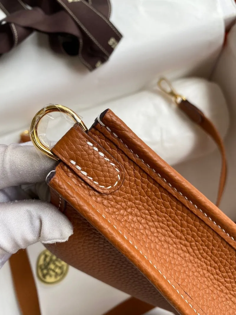 Hermes Brown Leather Crossbody Satchel Bag 160 - Image 7