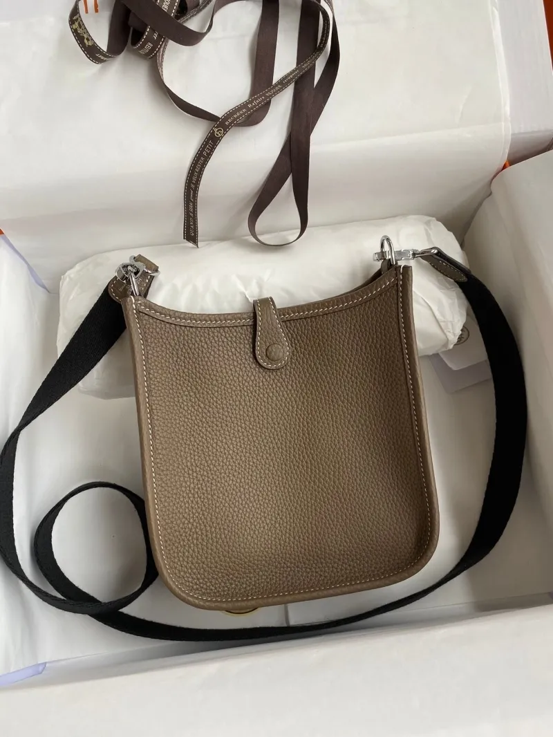 Alternative view of Hermes Taupe Leather Crossbody Satchel Bag