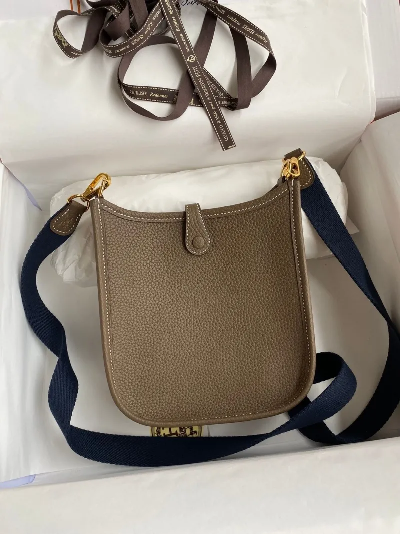 Alternative view of Hermes Taupe Leather Crossbody Satchel Bag 162